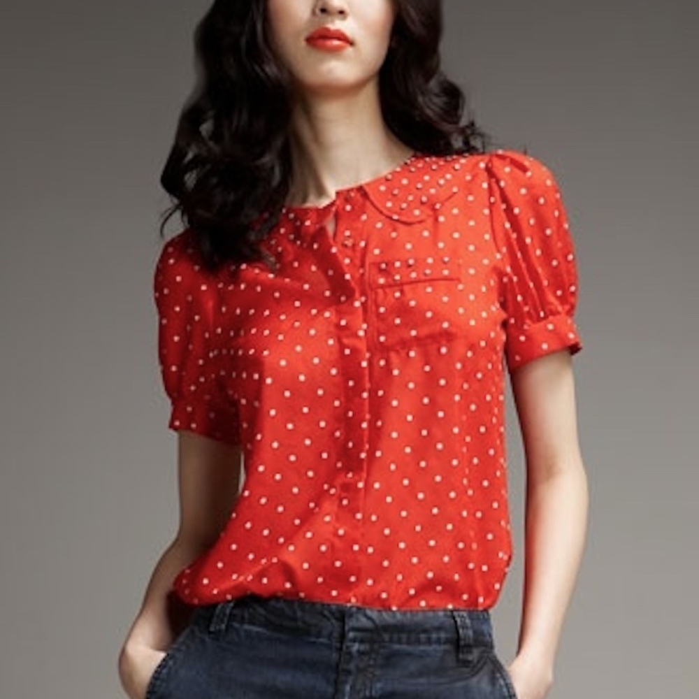 Marc Jacobs Red Polka Dot Blouse